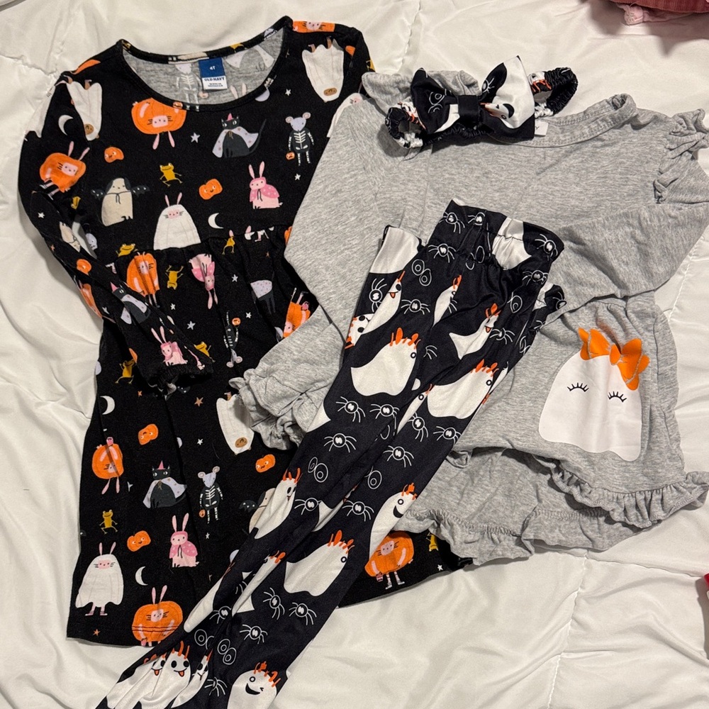 Old Navy Black Dress with Halloween Cats and Pumpkins